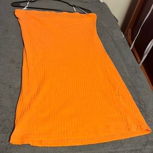 Orange strapless dress